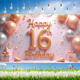 thumbnail image 5 of Gold Balloon Happy Birthday Banner Decorative Stars Design for Sweet Sixteen Party Celebration, 5 of 7