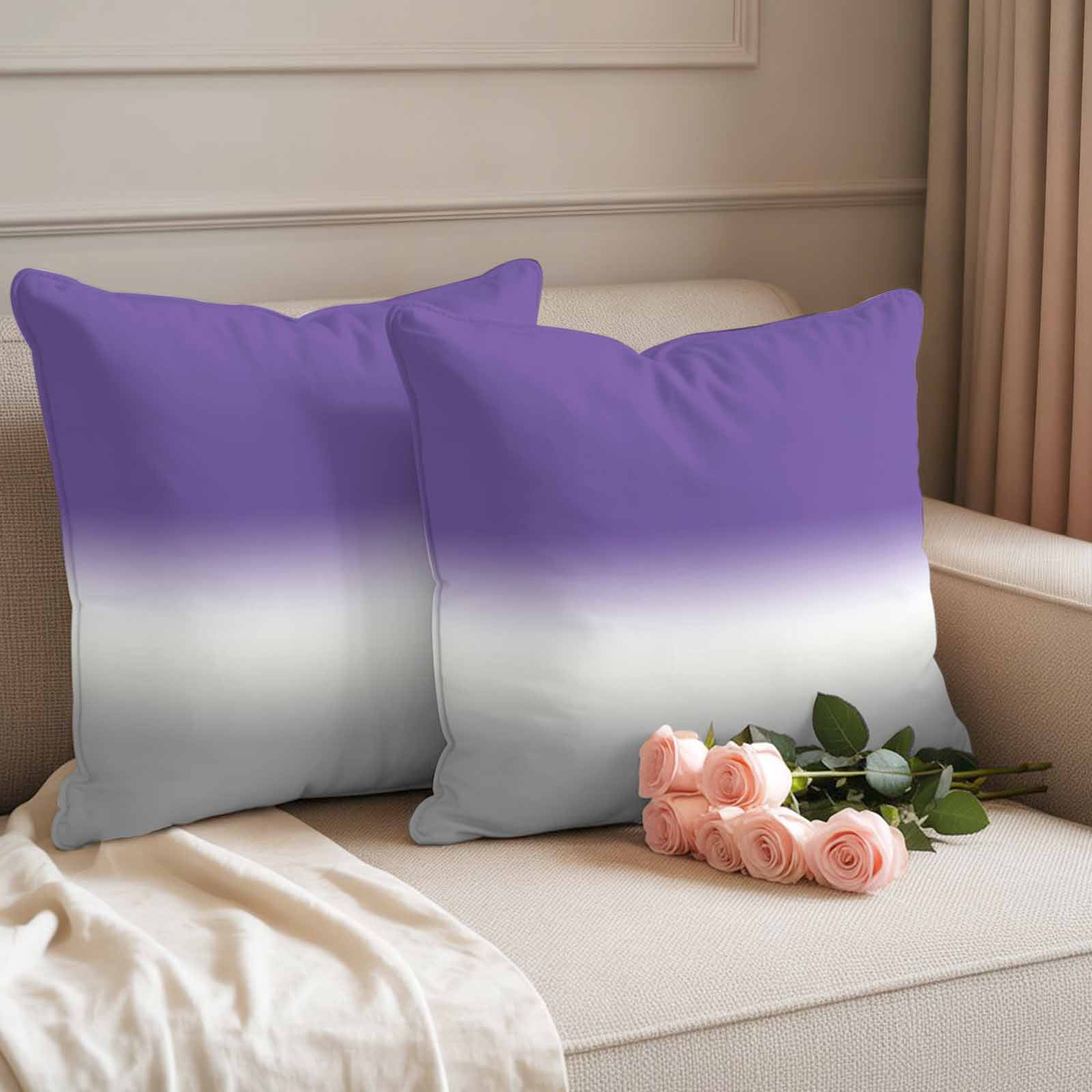 Outdoor Waterproof Pillow Covers Classic Purple Grey Gradient Decorative Throw Pillow Protectors,Pillowcase Cushion Cases for Patio Sofa Garden Couch,18x18in,Pack of 2