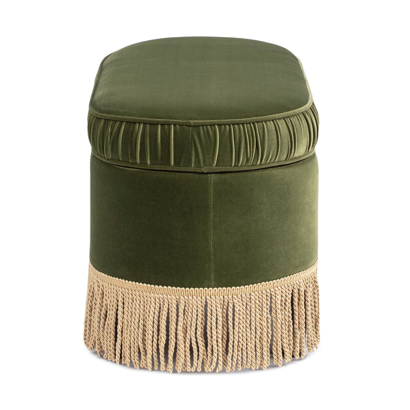 Jennifer Taylor Home Serena 38" Oval Storage Bench Ottoman, Olive Green Performance Velvet