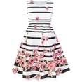 thumbnail image 6 of Sunny Fashion Girls Dress 2 Piece Set Rose Black Striped Knit Cropped Cardigan Retro Soft Family Daily 4-5 Years, 6 of 8