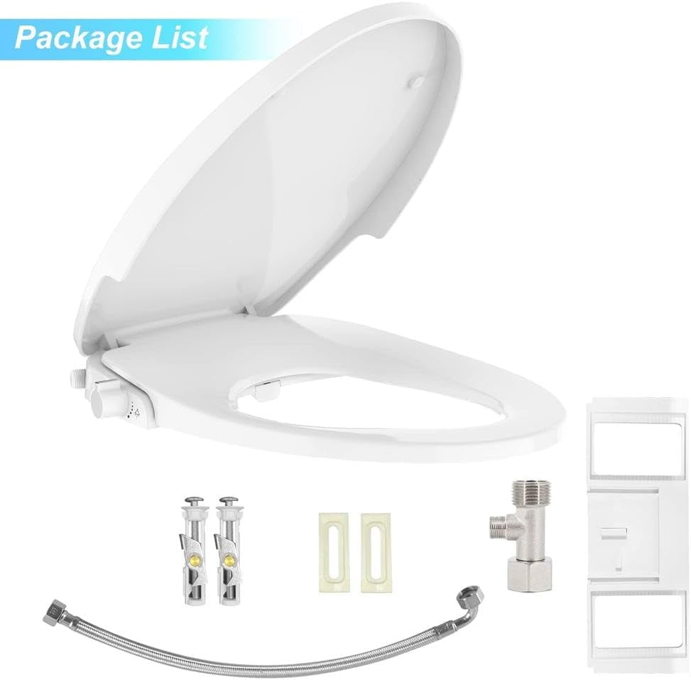 Premium Non-Electric Elongated Bidet Toilet Seat with Dual Nozzles, Easy DIY Installation, and Stylish Design for Enhanced Hygiene