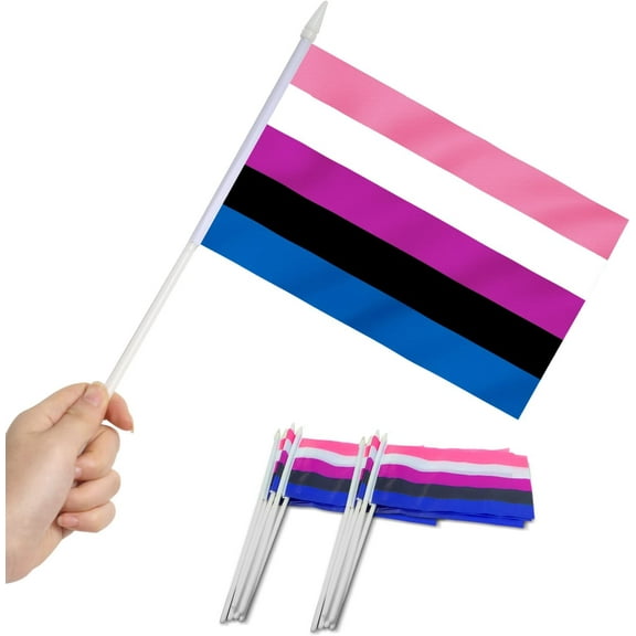 Anley Genderfluid Mini Flag 12 Pack - Hand Held Small Miniature Genderfluid Rainbow LGBT Flags