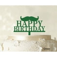 thumbnail image 1 of """Happy Birthday"" Cake Topper With Moustache Green Cake Topper Cake Decorations Color Option Available 6""-7"" Inches Wide", 1 of 1