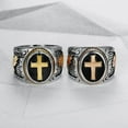thumbnail image 3 of JAJAFOOK Jewelry Black & Silver Stainless Steel Christian Holy Cross Ring For Men's Rings rose gold 8, 3 of 6