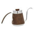 thumbnail image 3 of Cafetera de cuello de cisne con goteo para verter sobre la cafetera, tetera de 600 ml para acampar marrón, 3 of 9