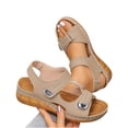 thumbnail image 5 of Xdegoge Wedge Sandals for Women Summer Hook and Loop Straps Metallic Hardware Platform Walking Shoes Open Toe Casual Beach Dressy Footwear Non Slip Sole Ladies Sandals, 5 of 6