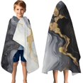 thumbnail image 3 of Black White Gold Marble Pattern Hooded Bath Towel，50"x30" for Ages 3 To 12 Kids, Quick Dry Lightweight Soft Microfiber Hood Beach Towel Cover Up for Kids, 3 of 7