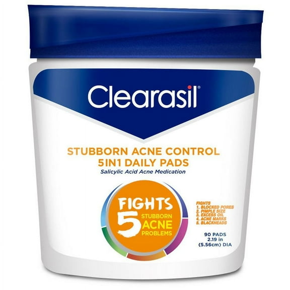 Clearasil Ultra Acne Control Treatment Facial Cleansing Daily Pads 5 in1 with Salicylic Acid 90.0 ea Pack of 3