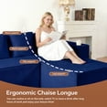 thumbnail image 6 of 133" Cloud Sectional Sofa, Blue Boneless Sofa for Living Room, 6-Seater U-Shaped Sofa, Corduroy Deep Seat with 2 Ottomans and Cup Holders, No Assembly, 6 of 14