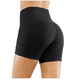 Short Femme Taille Haute avec Poches Latérales, Adapté pour l'Exercice et le Yoga Noir XL – image 4 sur 7