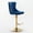 Blue with Gold Base, variant on Rhomtree Swivel Button Tufted Bar Stool, Blue with Gold Base (Set of 2)