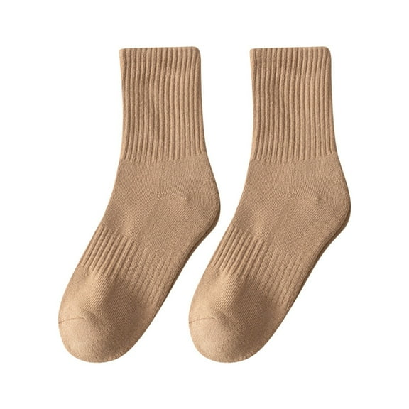 HJYCHN Crew Socks for Women Fall Winter Thickened Warm Loop Mid Tube Socks That Can Be Styled As Long Slouch Socks Thermal Socks Khaki One Size