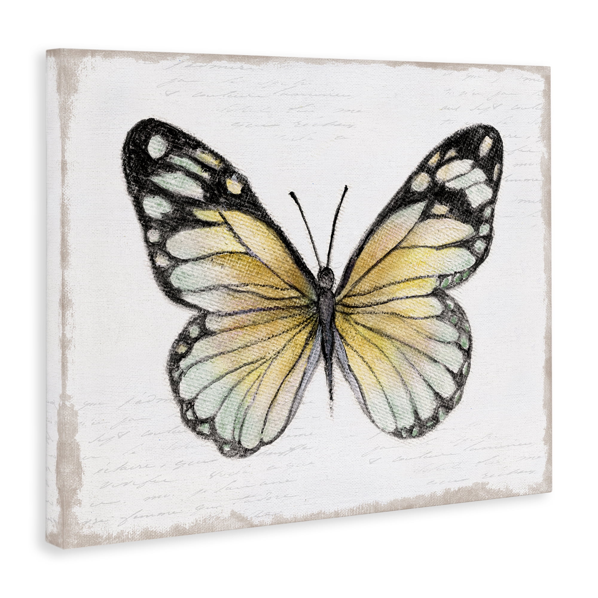 Stupell Industries Country Butterfly on White Animals Painting Wrapped Canvas Art Print Wall Art, 48 x 36