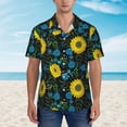 thumbnail image 2 of Sikiie Sunflowers And Blue Flower Print Men's Hawaiian Shirt, Summer Beach Button Pocket Short Sleeve T-Shirt,X-Large, 2 of 7