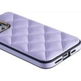 thumbnail image 4 of Compatible with iPhone 13 Pro Max Phone Case,PU Leather + TPU Hybrid Protection,Diamond-shaped PU Leather Back,Anti-fall Shockproof Anti-Scratch Lightweight Durable Thin Fit Phone Case,Purple, 4 of 12