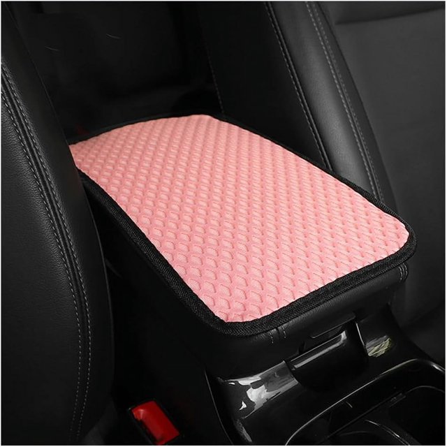 Yazoeia Car Center Console Cover, Anti-Slip Breathable All Seasons Automotive Mesh Armrest Box Pad Cover for Comfortable Support, Vehicle Interior Decor Universal for SUV, Truck, RV(Pink)
