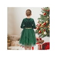 thumbnail image 5 of Sunny Fashion Girls Dress Green Velvet Tulle Glitter Star Silver Belt Xmas Festive Party 6 Years, 5 of 7