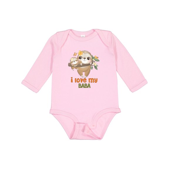 Inktastic Sloth I Love My Baba Boys or Girls Long Sleeve Baby Bodysuit
