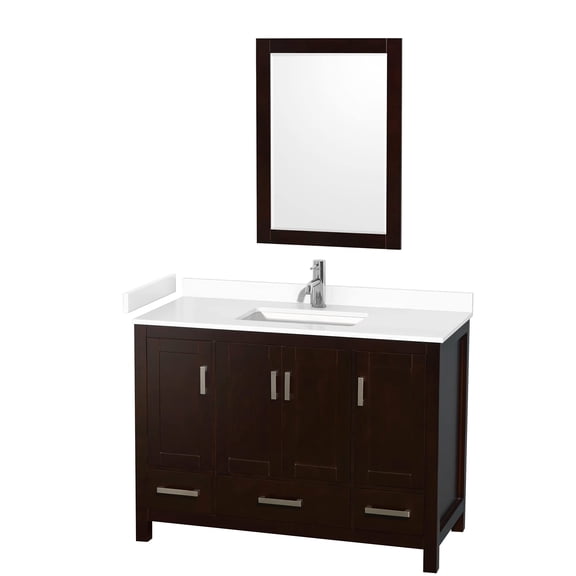 Wyndham Collection Sheffield 48" Mirror Wood Single Bathroom Vanity in Espresso