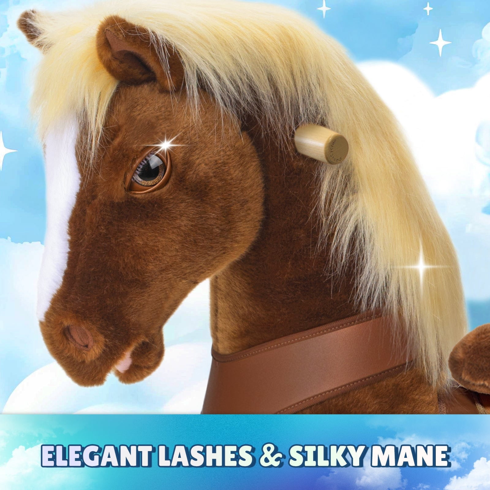 PonyCycle Interactive Horse Ride-On Toy, Touch Sound, Kid-Powered, Ages 3-4, Brown, Y374
