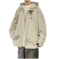 thumbnail image 1 of LOVZFMLL Jackets for Men Man Solid Color Climbing Parsnip Zipper Pockets Coat, 1 of 2