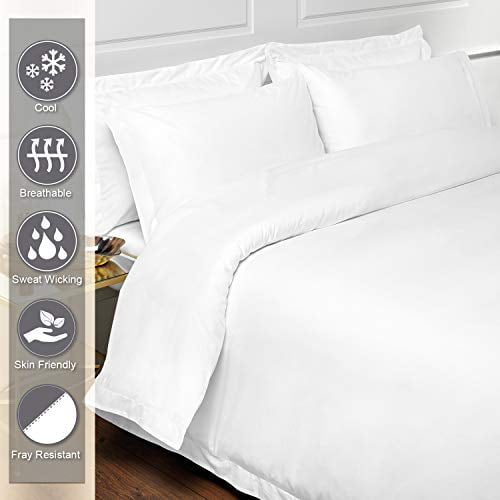 100% Long Staple Cotton White-Duvet Cover & Quilt-Cover Luxury Soft Sateen Twin XL Bedding-Set with Button Closure Twin xl Duvet Cover Set 400 Thread Count Twin xl/Twin-Duvet-Covers Set 2 PC White