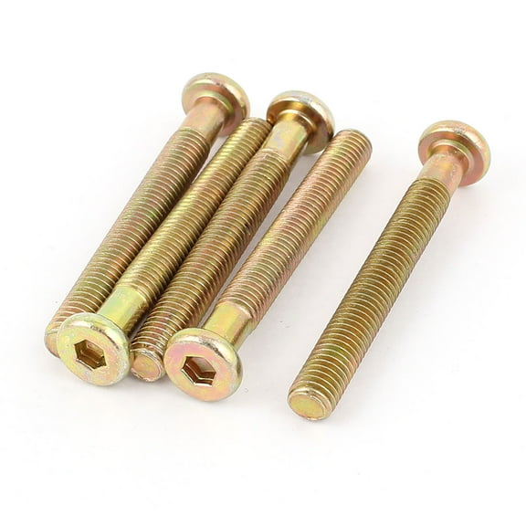 Unique Bargains M8 x 65mm Male Thread Hex Socket Head Cap Screws Bolts Bronze Tone (5-pack)