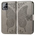 thumbnail image 2 of Dteck Flip Wallet Case for T-Mobile Revvl 6 Pro 5G, 3D Butterfly Embossed PU Leather Magnetic Folio Cover with Card Holder Kickstand, TPU Shockproof Durable Protective Phone Case,Gray, 2 of 4