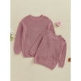 thumbnail image 4 of Michellecmm Mommy and Me Matching Sweater Solid Color Crew Neck Long Sleeve Pullover Knit Tops Causal Family Streetwear, 4 of 9