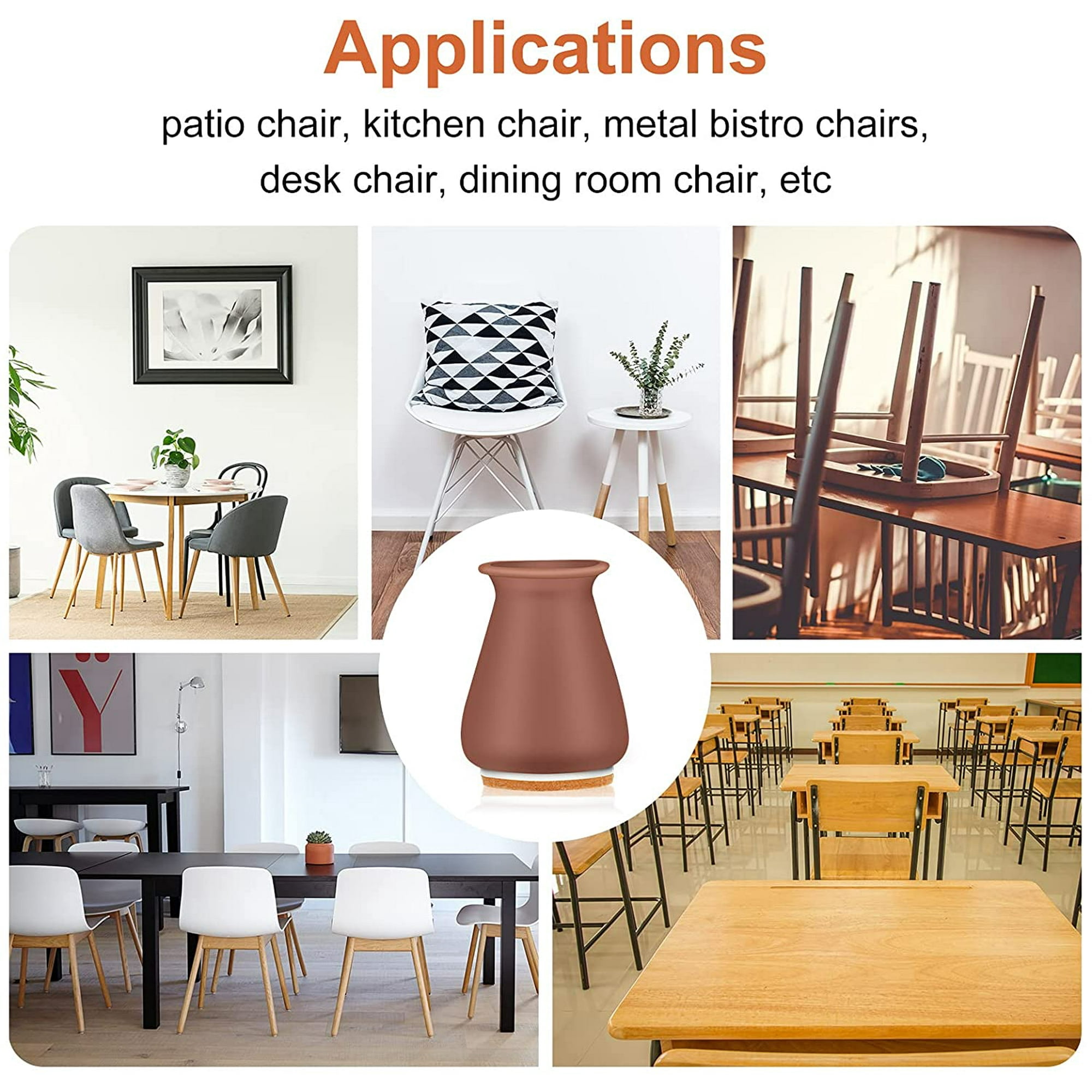 Extra Small Silicon Chair Leg Floor Protectors with Felt FIT 0.5 1 Inch Chair Leg Caps Table Feet Cover Protect Hardwood Floor Anti Noise Anti Scratch Brown 24 Pieces Walmart