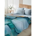 thumbnail image 4 of Teal Blue Marble Queen Size Flat Sheet, Wrinkleproof & Fadeproof Cooling Flat Bed Sheet Only, Abstract Artwork Aesthetic Breathable Soft Bedding Top Sheets 90 x 102 Inches, 4 of 8