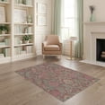 thumbnail image 2 of ODIKA 4'x6' Burgundy And Sage Green Vintage Floral Washable Area Rug Intricate Victorian Botanical Pattern Design Pet Friendly, Non-Shedding for Bedroom, Reading Nook, 2 of 7
