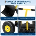 thumbnail image 3 of Bingirl Pelle à Neige 29,1 L x 14 H avec Roues, Pousse-Neige Robuste avec Déneigement, Angle et Hauteur Réglables, Poignée, Jaune, 3 of 5