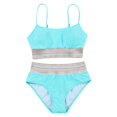thumbnail image 4 of Fulorrnie Women's Bikini Sets Colorblock Trim 2 Piece High Waisted Swimsuit Scoop Neck Adjustable Spaghetti Straps Bathing Suit,Light Blue,L, 4 of 8