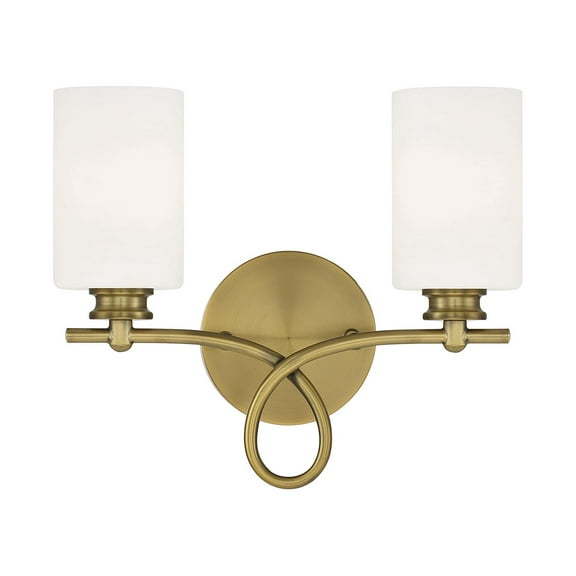 Warm Brass Two Light Bath Bar from the Woodbury Collection