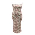 thumbnail image 4 of Robe Moulante Longue Maxi Sans Manches pour Femmes à Imprimé Floral, Bretelles Spaghetti, Découpes, Dos Nu, 4 of 7