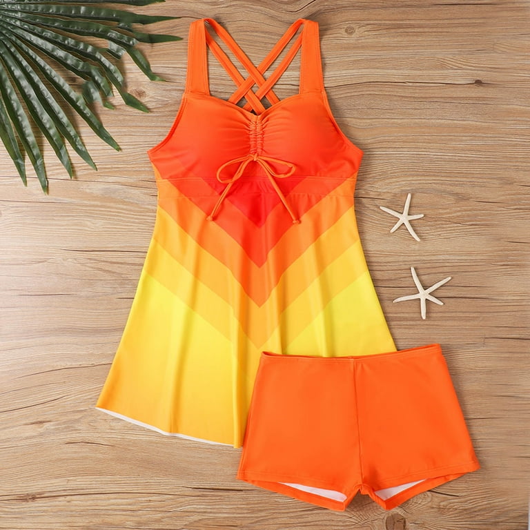 Holipick Women's Two-Piece Tankini Swimsuit - Tummy Control, Flowy Top & Boy Shorts