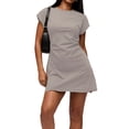 thumbnail image 3 of Women Summer T Shirt Dress Casual Cap Sleeve Loose Shift Mini Dresses Light Gray S, 3 of 9