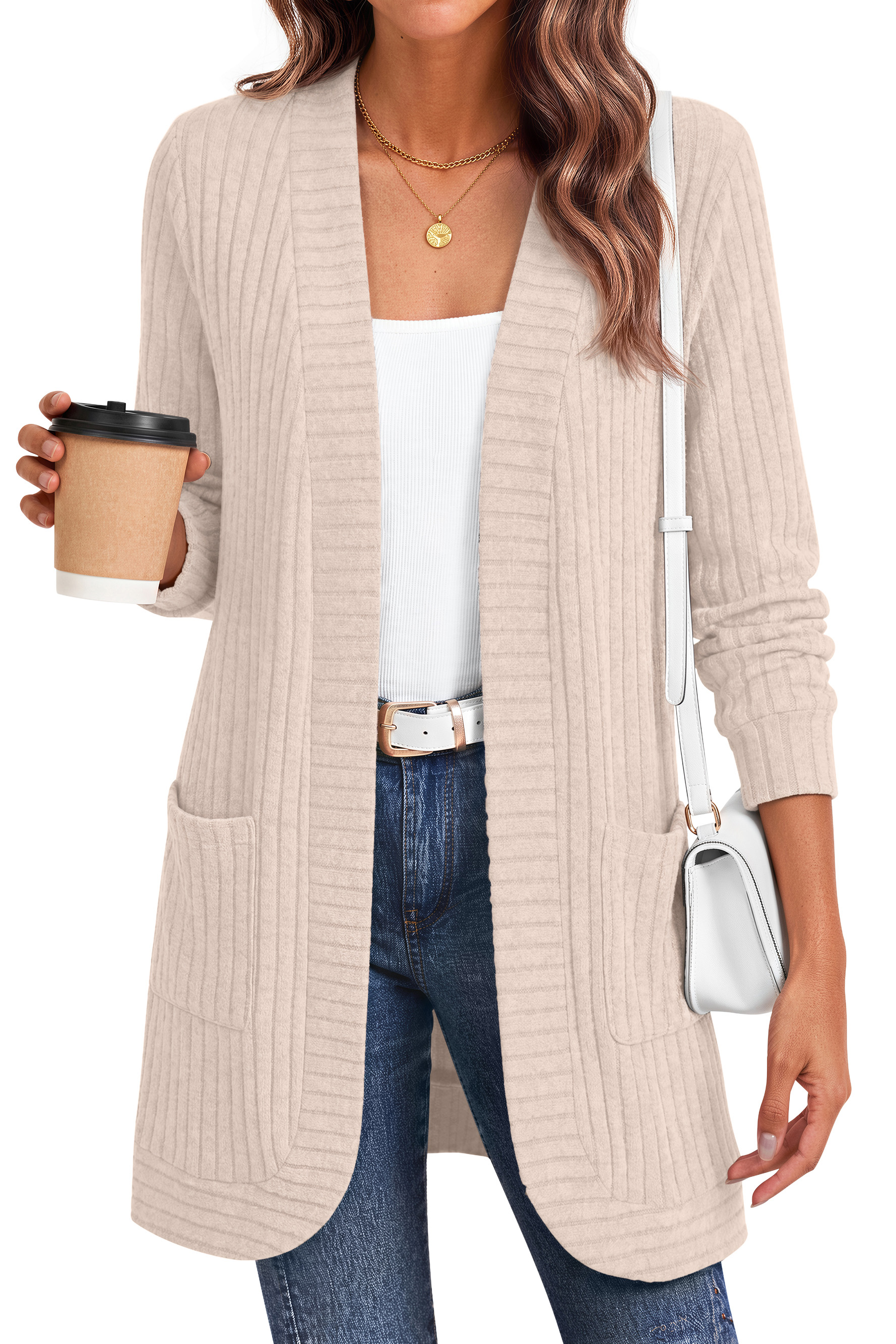 Fantaslook Women's Open Front Cardigan Sweater, Long Sleeve