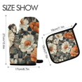 thumbnail image 2 of Yayeee Oven Mitts and Pot Holder Set of 2 Heat Resistant Kitchen Gloves Baking Hot Pad, Gray Floral Pattern, 2 of 5