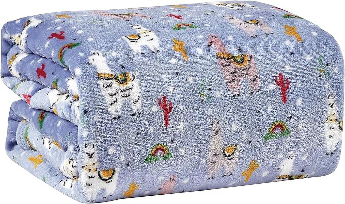Elegant Comfort Holiday Lightweight Printed Throw Blanket- All Season, Soft, Cozy and Plush- Decorative Throw Blankets, Perfect for Lounging, 50 x 60 inches, Llama, Throw Blanket