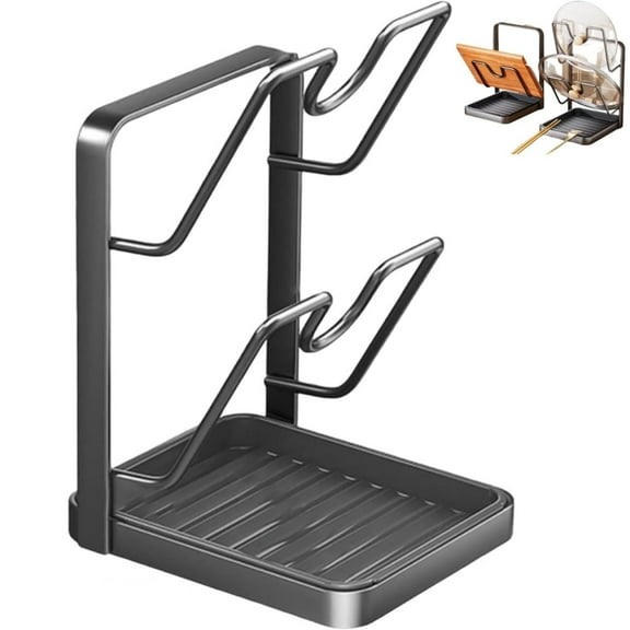 Kitchen Pot Lid Storage Rack, Pot Lid Organizer Rack—The Ultimate Kitchen Organizer, Multifunctional Kitchen Pot Cover Organizer for Countertop