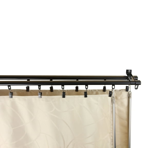 Domovina Adjustable Curtain Track Double Rod-Color:Black,Size:66-120"