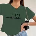 thumbnail image 2 of MIXUE Summer Heart Print Crew Neck Short Sleeve Fashion Casual Tshirts Activewear,Green,S, 2 of 5