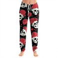 thumbnail image 2 of Hearthz Funny Spooky Graphic Women's Pajama Pants Elastic Drawstring Jogger Pants Casual Soft Halloween Cuffed Ankle Womens Trouser Pants, 2 of 5