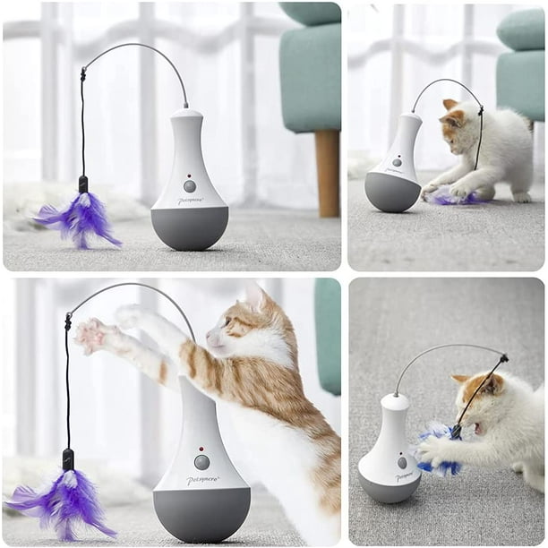 Interactive Cat Toys for Indoor Cat Feather Toys Automatic Pet Exercise Toys Electric Tumbler Cat Toys for Play Cats Kitten with Feather Cat Stuff Automatic Cat Toy as Cat Gifts Walmart