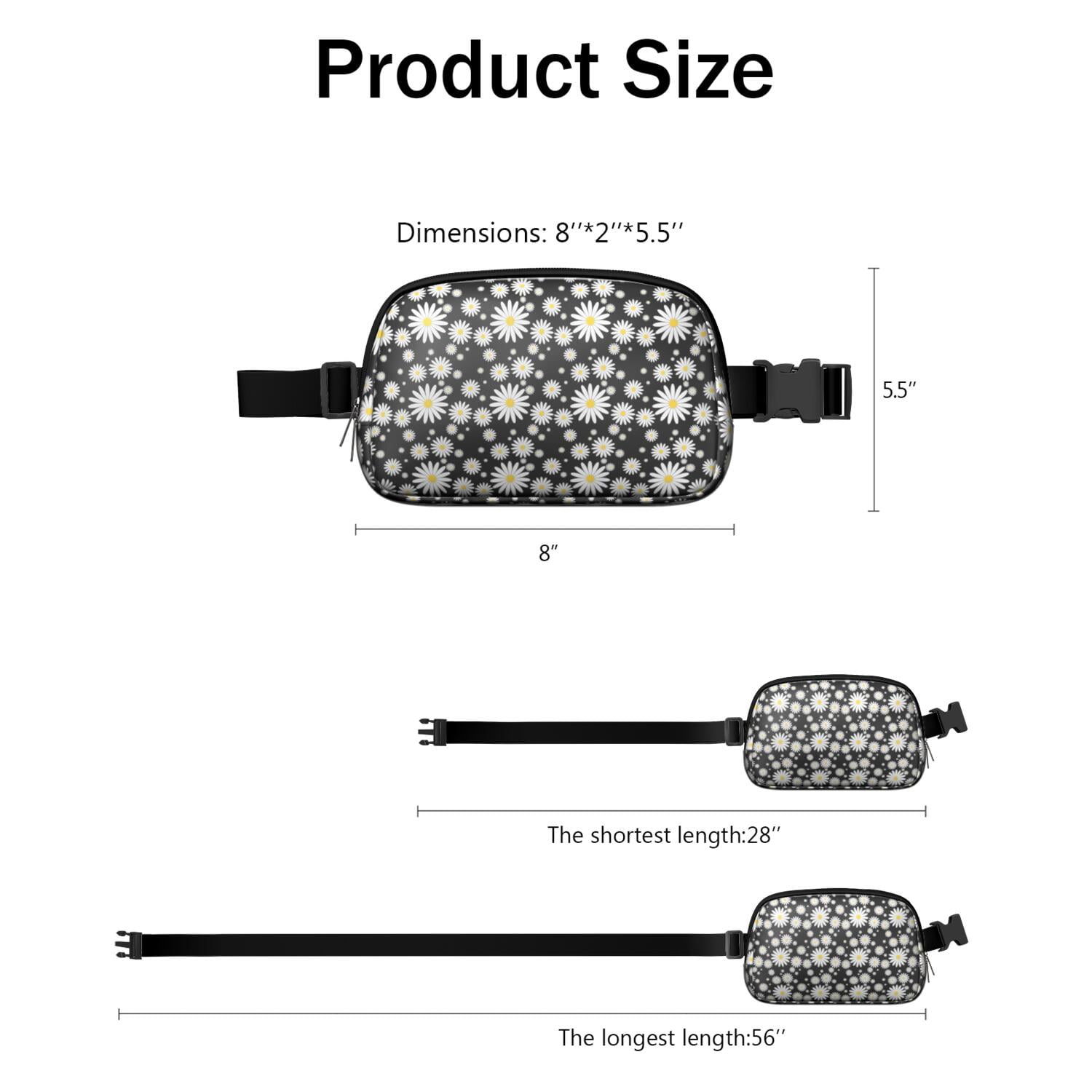Retro Bloom Waist Bag – Boho Daisy Print Fanny Pack with Floral Wildflower Pattern for Cute Artistic Outdoor Style