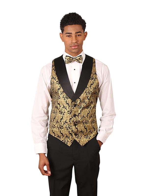 Metallic Tuxedo Vest with Black Lapel 