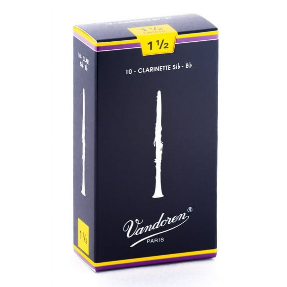 Vandoren Bb Clarinet Traditional Reeds Strength #1.5; Box of 10