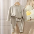 thumbnail image 2 of HBGVBA Thermal Set for Girls 2 Piece Outfits Solid Color Long Sleeve Crewneck Top with Pants Warm Loungewear for 6 Months-13 Years, 2 of 5